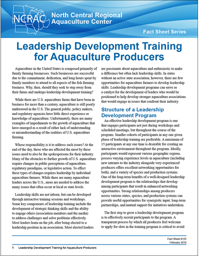 Leadership Development Training for Aquaculture Producers