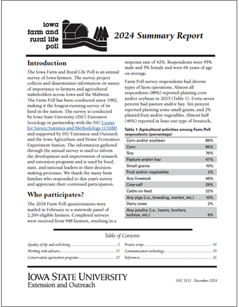 Iowa Farm and Rural Life Poll 2024 Summary Report image number 0