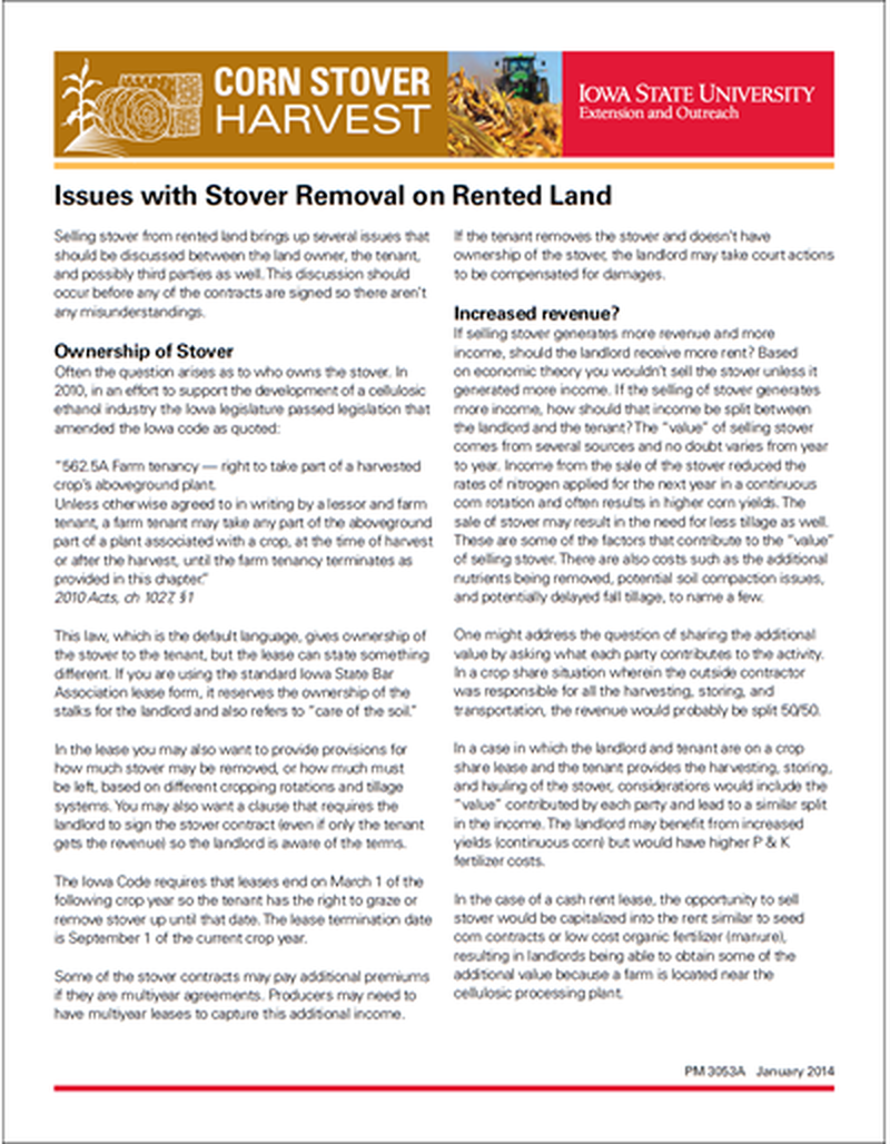 Issues with Stover Removal on Rented Land image number 0