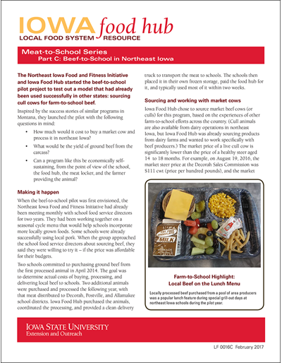 Iowa Food Hub Meat-to-School Series Part C: Beef-to-School in Northeast Iowa
