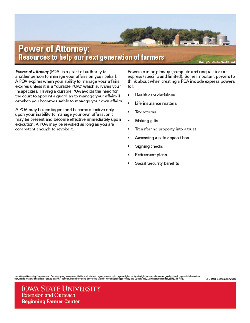 Power of Attorney - Beginning Farmer Center image number 0